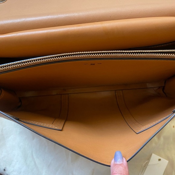 Tory Burch Classic Block-T Structured Leather Flap Closure  Satchel Crossbody - Picture 13 of 16